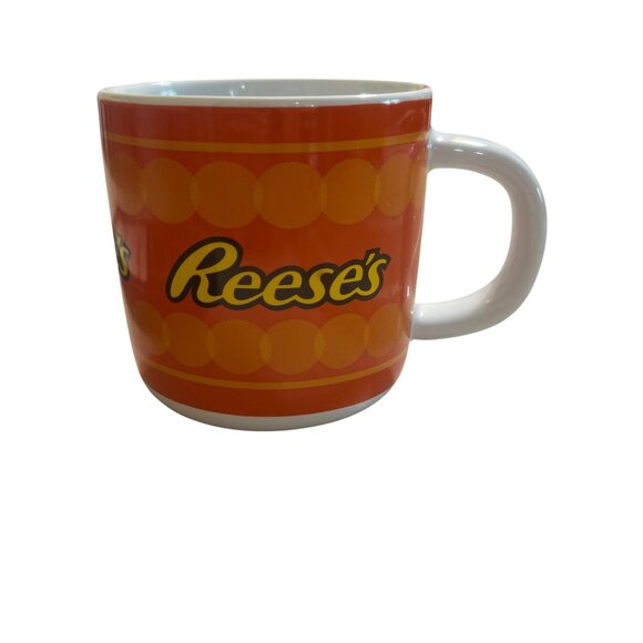 Reeses Licensed Orange Coffee Mug Galerie Hershey Product Polka Dots NWOT - Picture 1 of 4